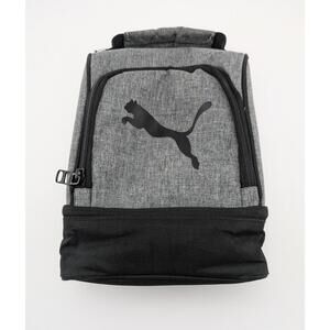 Puma Insulated Lunch Box Gray Black 2 Zippered Sections Top Handle Used Once